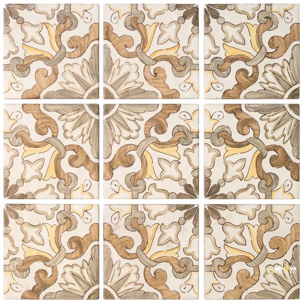 CHAPTER 4 - VIA LISBON PATTERN HAND PAINTED FIELD TILE 5" X 5"