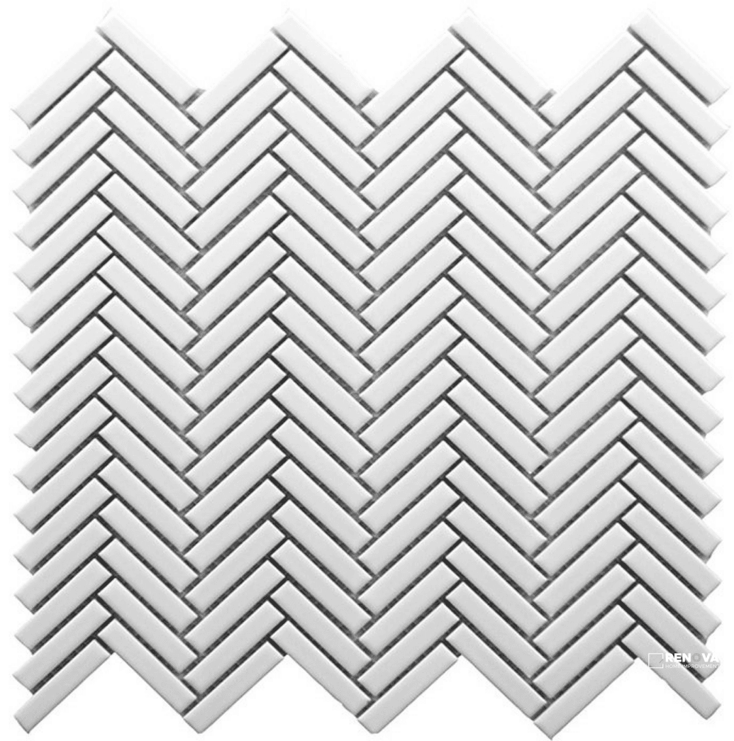 CC MOSAICS PLUS BRIGHT WHITE HERRINGBONE MOSAIC
