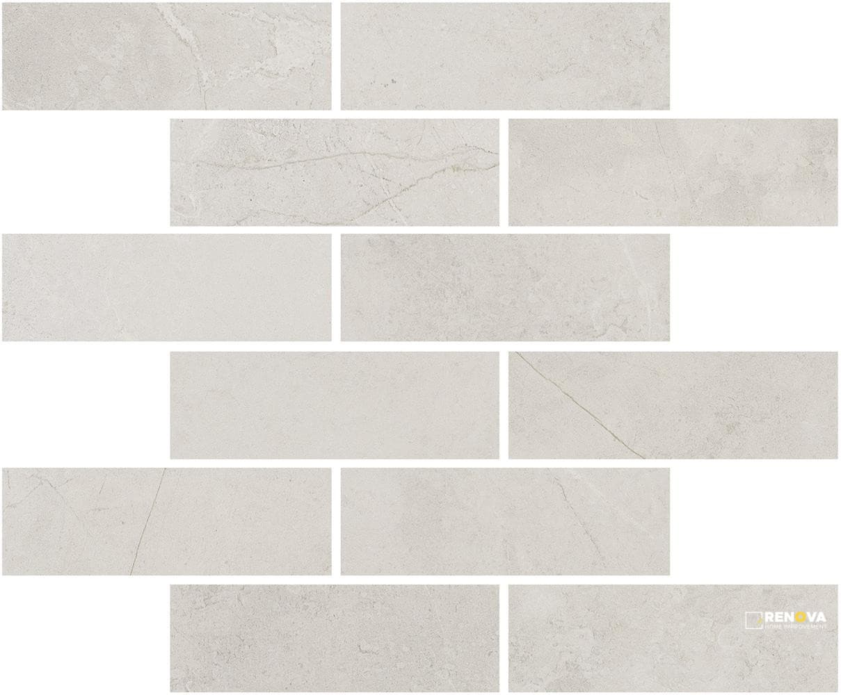PORTOBELLO ST CROIX BIANCO 2X6 STAGGERED MOSAIC MATTE .92 SF/SHT