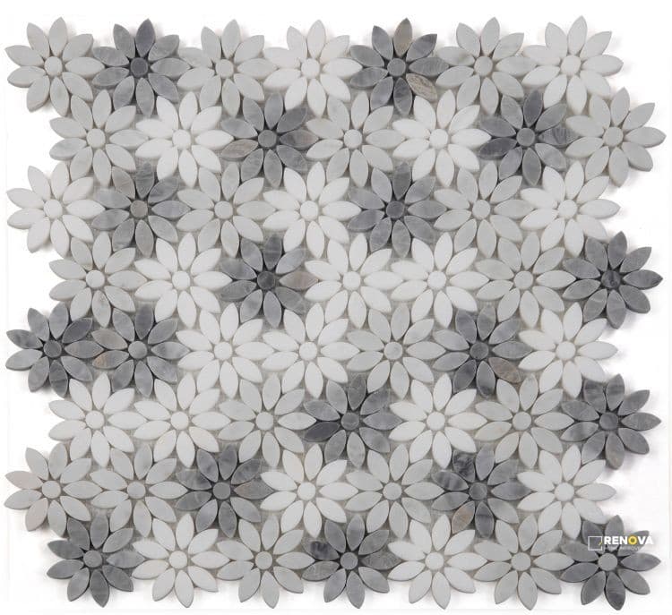 DAISY WILD GREY MOSAIC 12.5" X 13"
