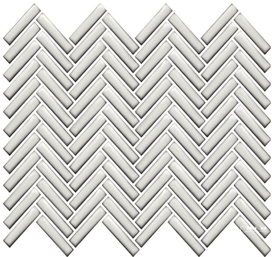 CC MOSAICS PLUS BRIGHT ANTIQUE WHITE HERRINGBONE MOSAIC