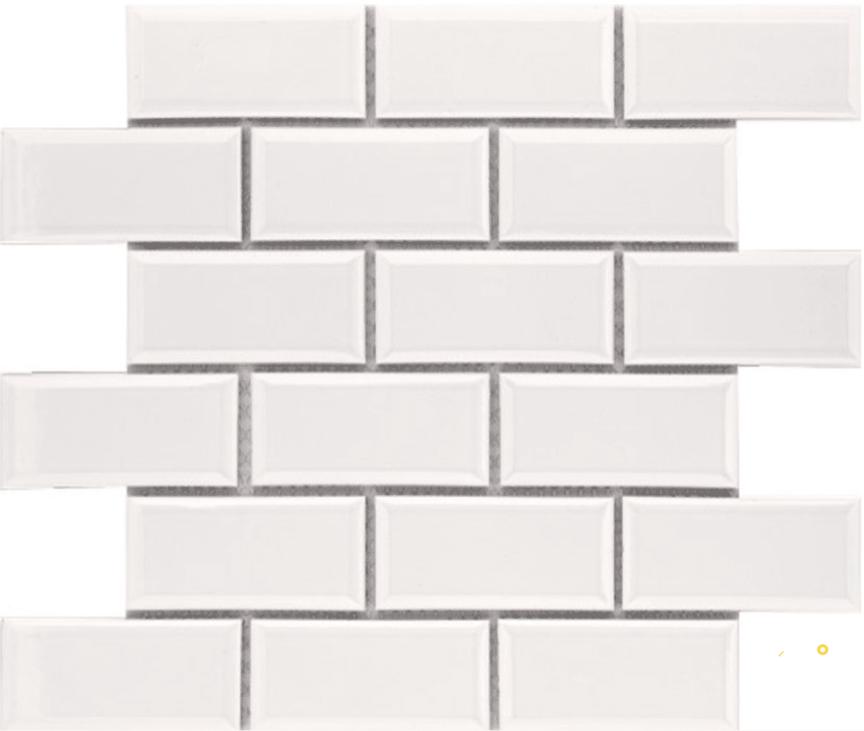 CC MOSAICS PLUS BRIGHT WHITE ICE BEVELED BRICK MOSAIC 2X4