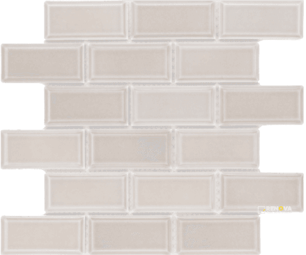 CC MOSAICS PLUS BRIGHT TENDER GRAY BEVELED BRICK MOSAIC 2X4