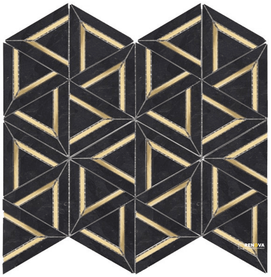 ROCKART NERO MARQUINA METAL MOSAIC 12" X 12"