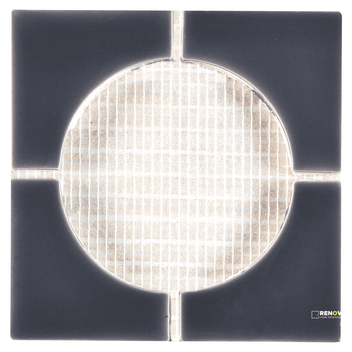 CROSSVILLE CURSIVE CHARCOAL 6X6 4 CORNER MOSAIC GLOSS