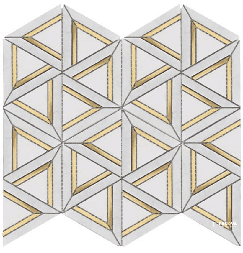 ROCKART CARRARA WHITE METAL MOSAIC 12" X 12"