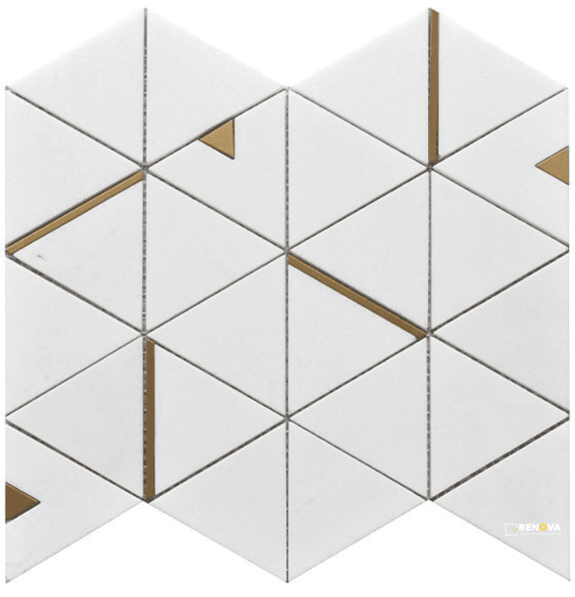 ROCKART THASSOS TRIANGLE MOSAIC 12" X 14"