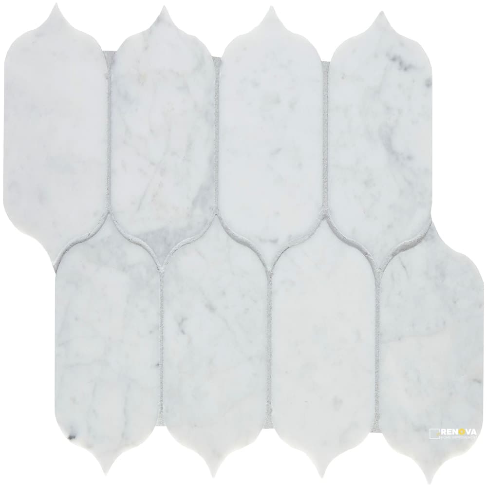 BIANCO VENATINO HONED LARGE LOTUS MOSAIC