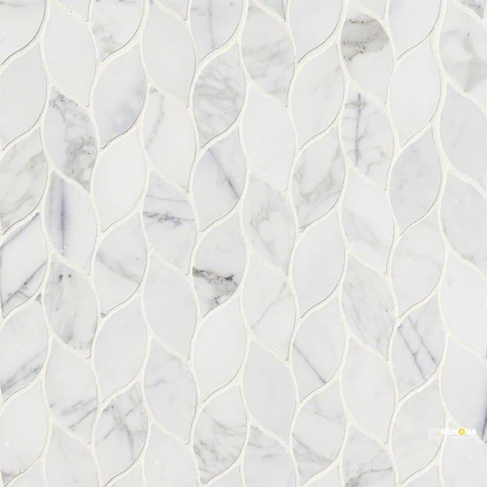 CALACATTA BLANCO POLISHED PATTERN BLEND MOSAIC 10MM