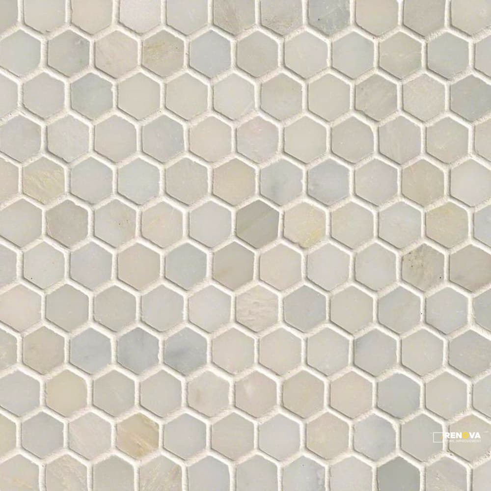 GREECIAN WHITE POLISHED HEXAGON MOSAIC 1"