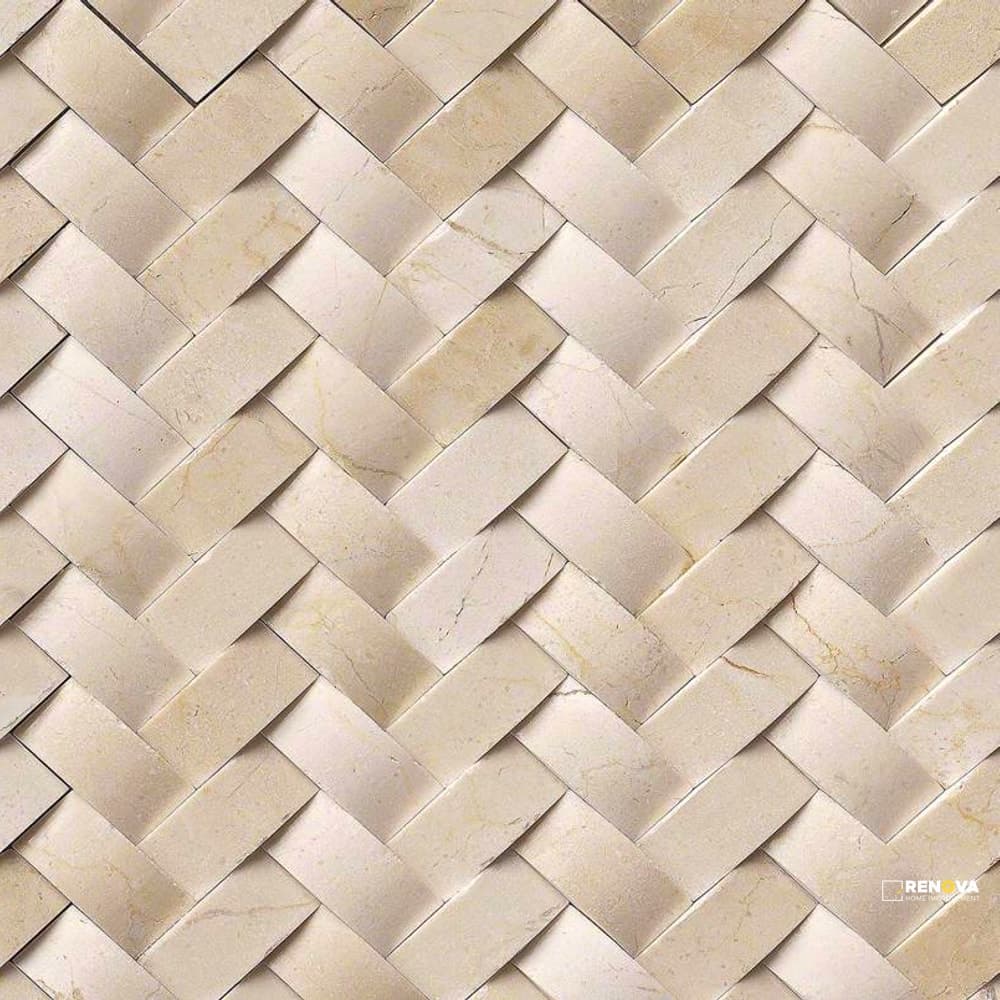CREMA HERRINGBONE ARCHED PATTERN MOSAIC