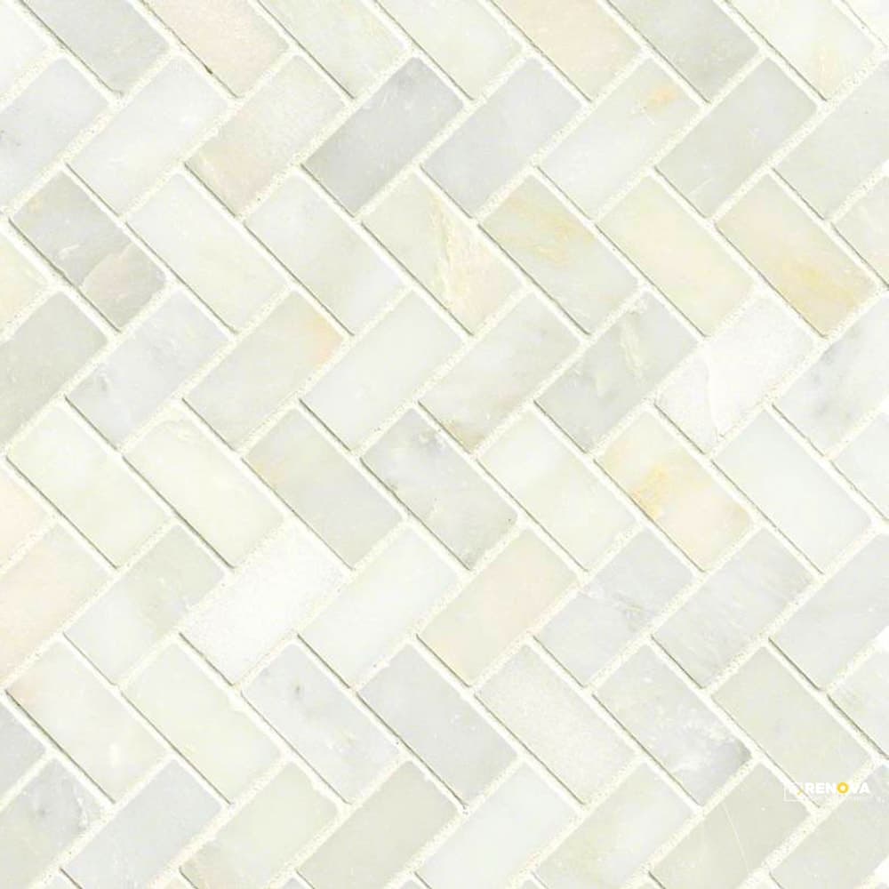 GREECIAN WHITE POLISHED HERRINGBONE MOSAIC