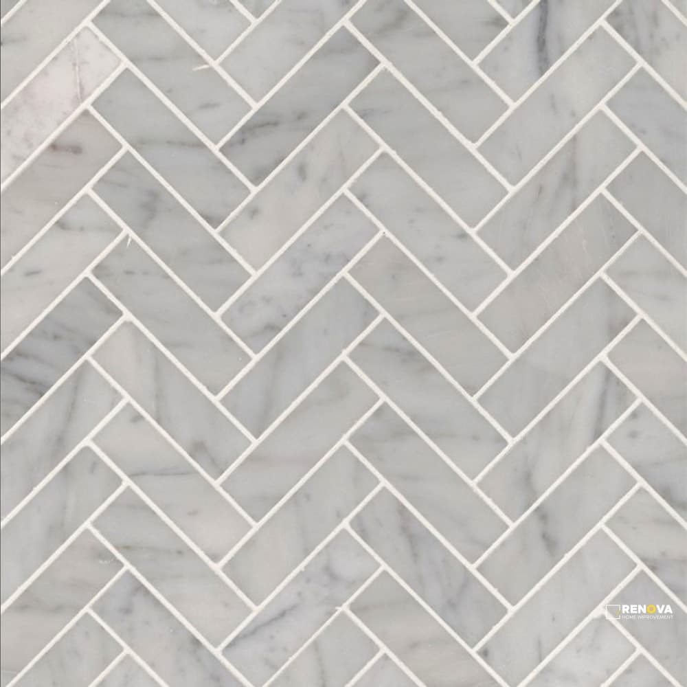 CARRARA WHITE POLISHED HERRINGBONE 1X3