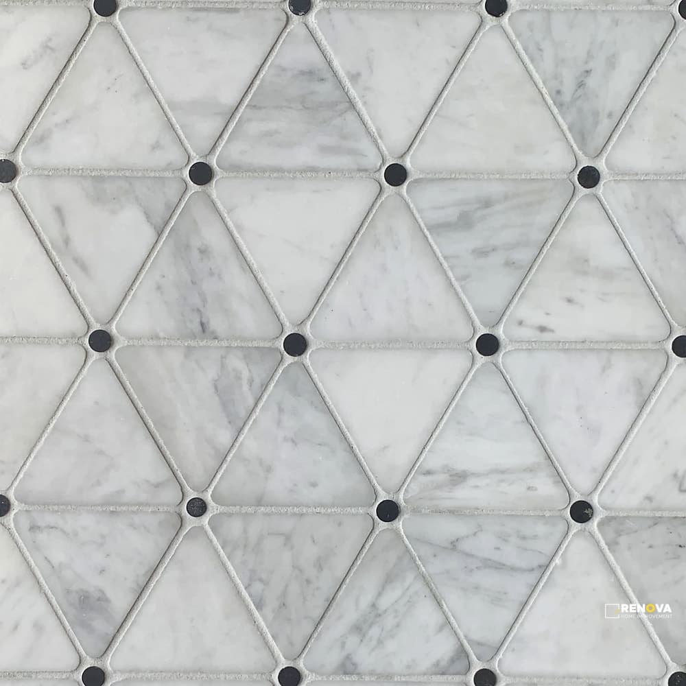BIANCO CARRARA W/ NERO DOTS GENERATION Z SOFT TRIANGLES MOSAIC