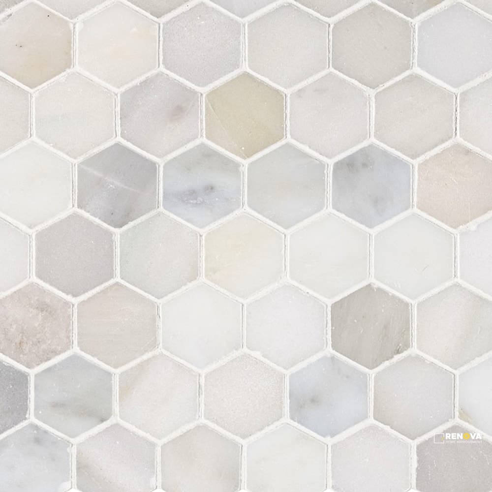 GREECIAN WHITE POLISHED HEXAGON MOSAIC 2"