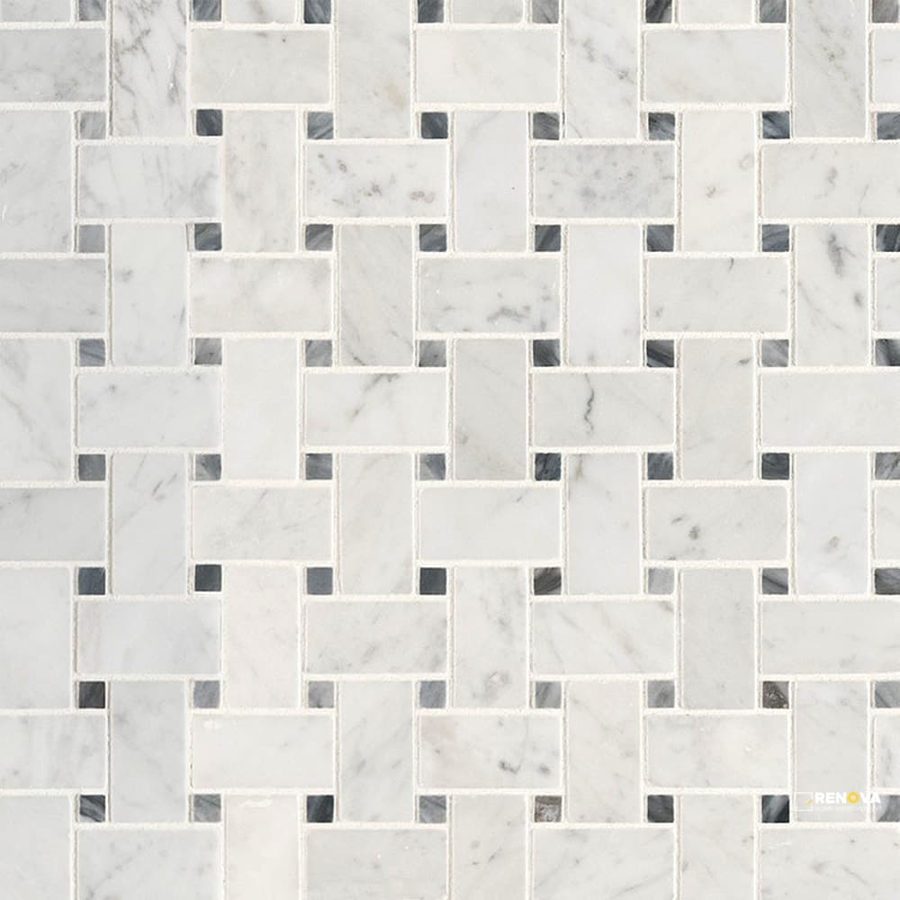 CARRARA WHITE BASKETWEAVE PATTERN HONED