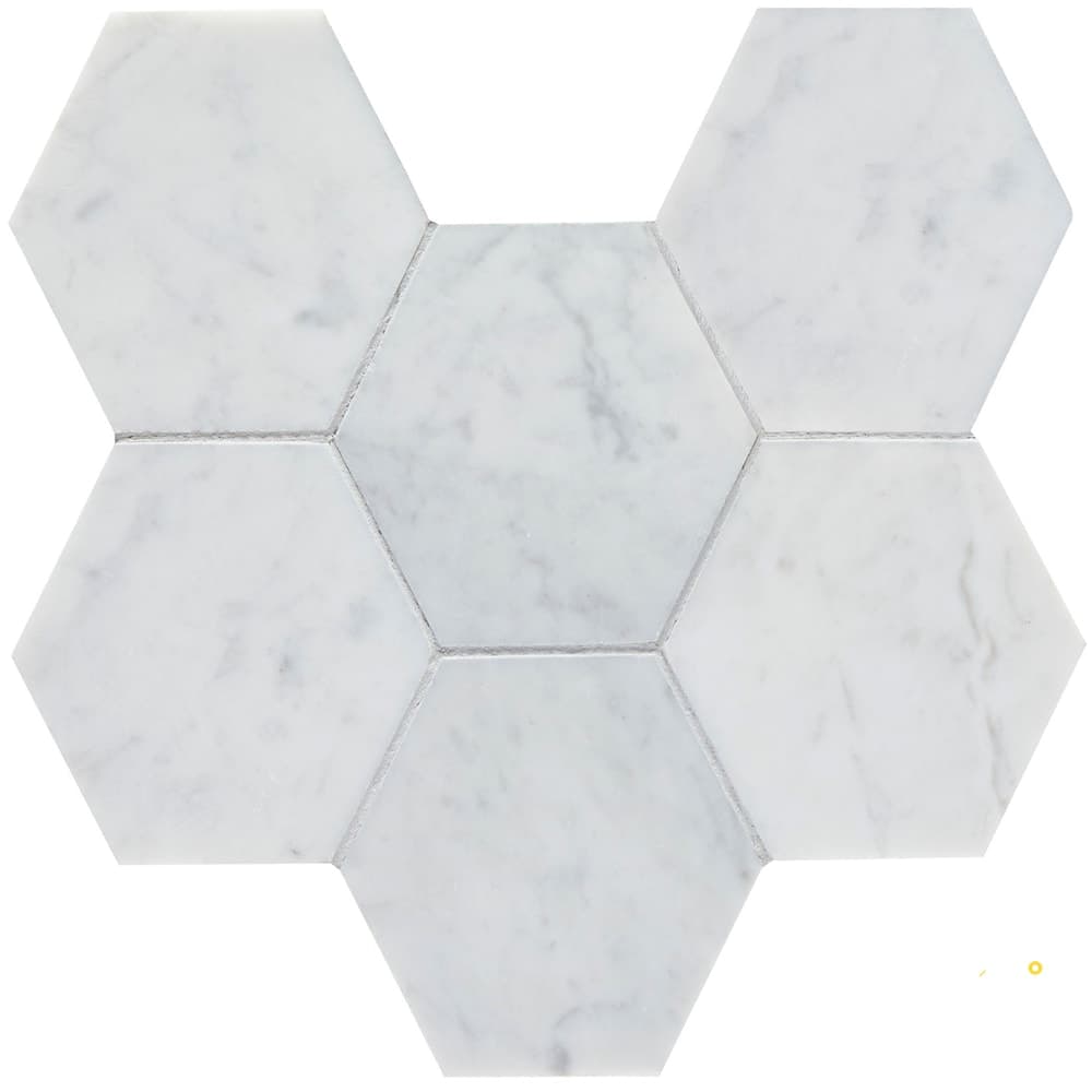 BIANCO VENATINO HONED HEX MOSAIC 4"