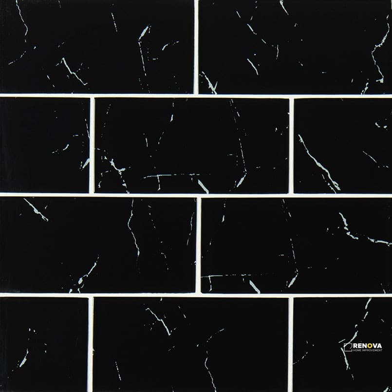 NERO MARQUINA GLASS 3X6X8MM ( 5 SF PER BOX )