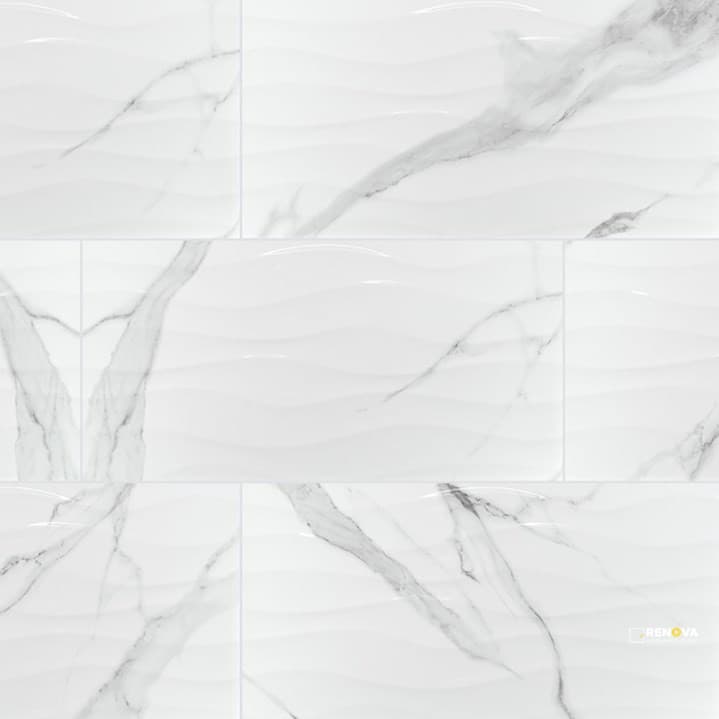 DYMO STATUARY WAVY WHITE 12X24 GLOSSY ( 16 SF PER BOX )