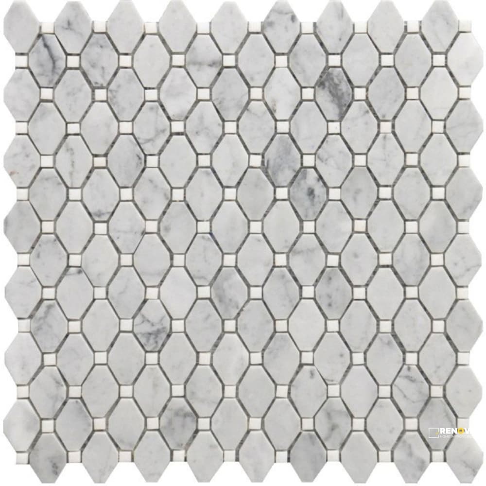 ROCKART SMALL MARBLE RHOMBUS MOSAIC 12" X 12"