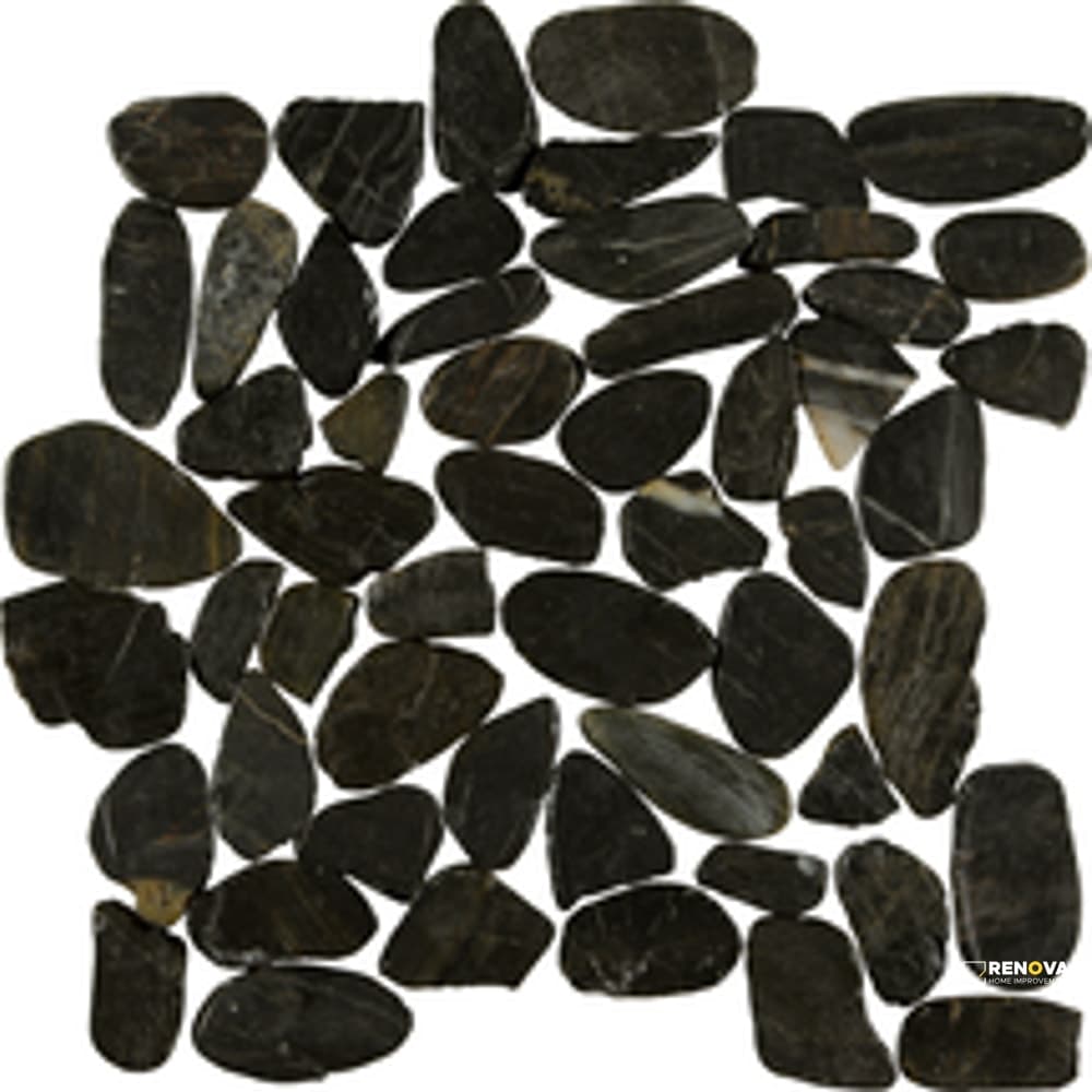 PIETRA ART PEBBLES BLACK PEARL FLAT 12" X 12"