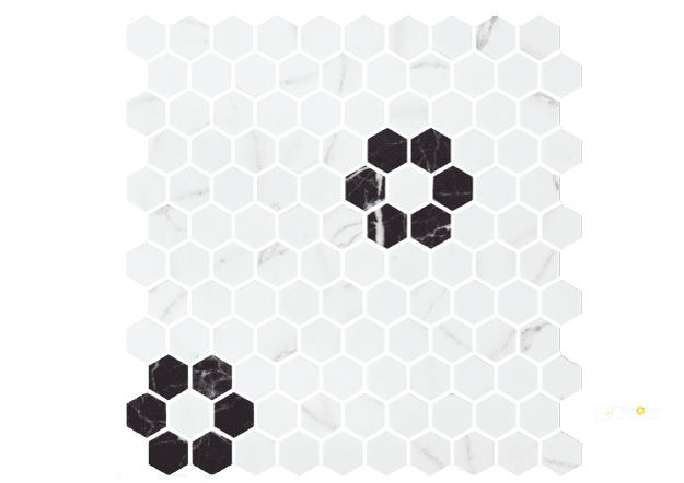 ONIX HEX PATTERN MOSAIC NERO MARQUINA FLOWER W/ VENATO - PATTERN 2