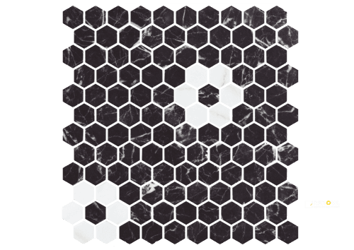 ONIX HEX PATTERN MOSAIC VENATO FLOWER W/ NERO MARQUINA - PATTERN 2