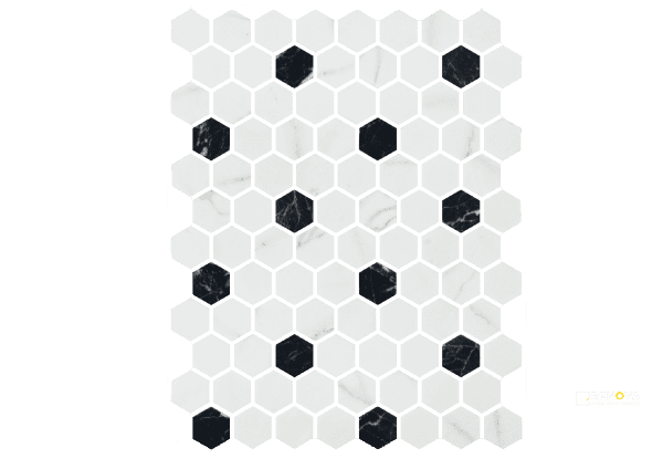 ONIX HEX PATTERN MOSAIC VENATO W/ NERO MARQUINA DOT - PATTERN 1