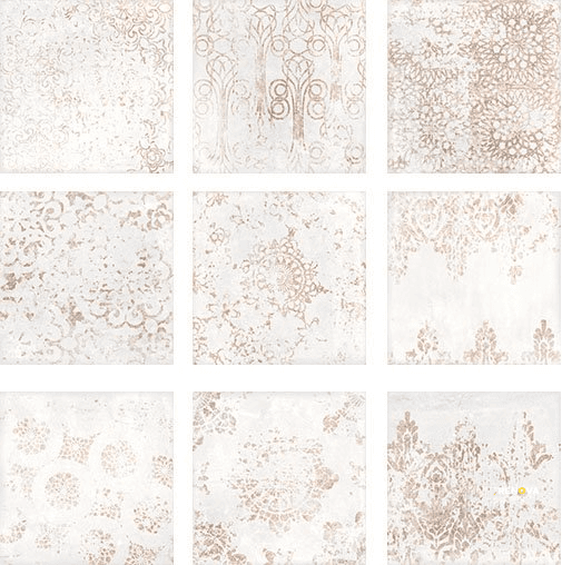 WOW MESTIZAJE CHATEAU WHITE GLOSSY ANTIQUE 7.28" X 7.28"