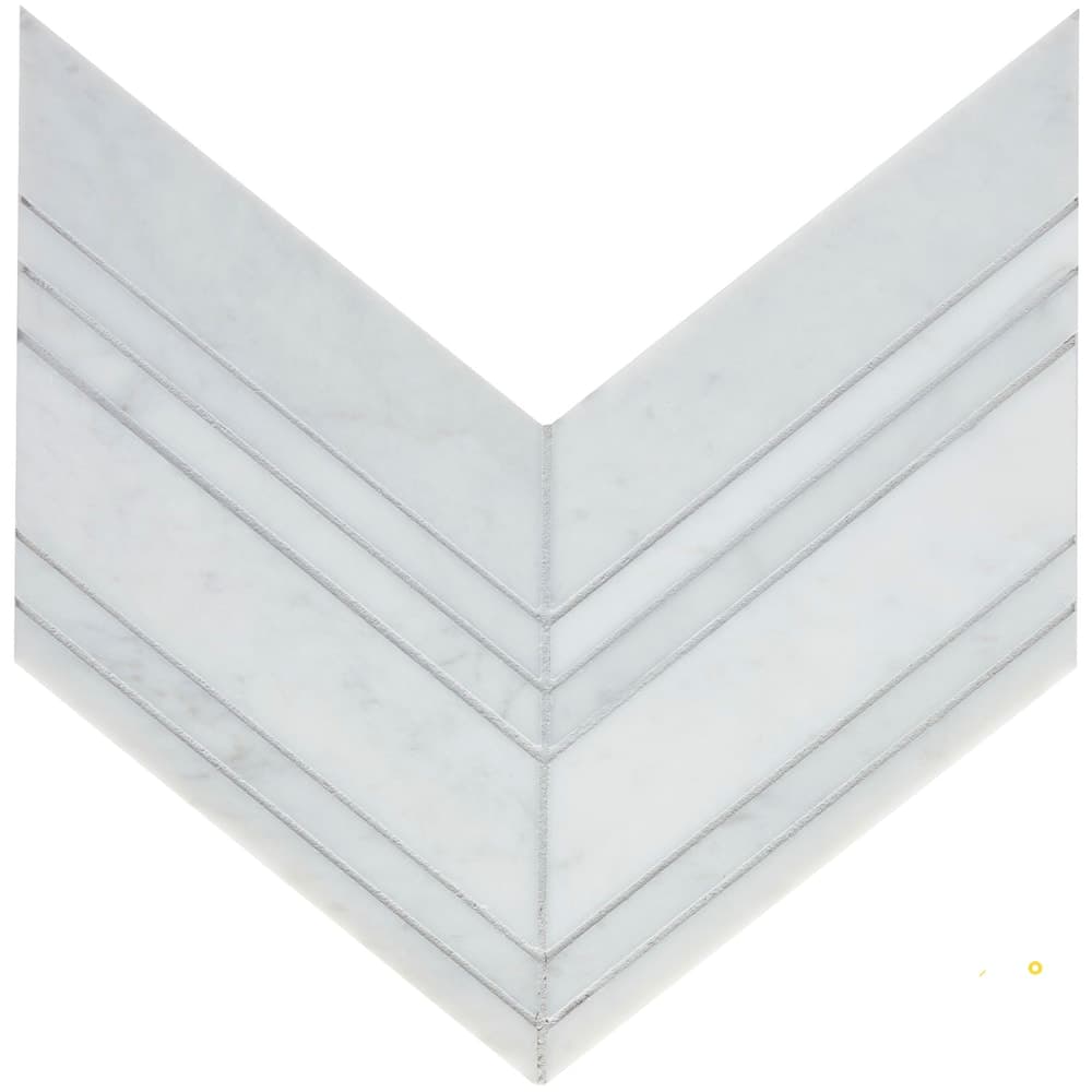 BIANCO VENATINO HONED LARGE CHEVRON MOSAIC
