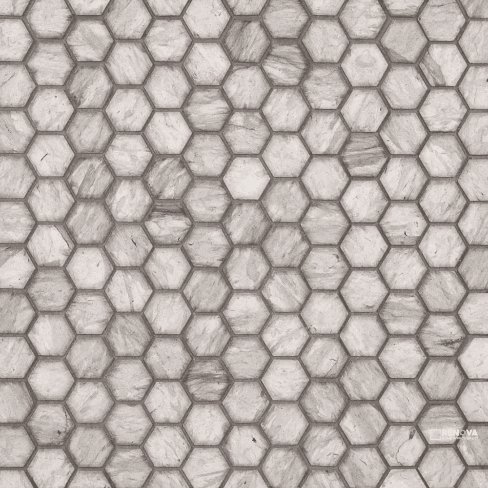 CHAPTER 18 - ROTUNDA TUNISIAN GREY 1" HEXAGON MOSAIC ON 10-3/4" X 11-3/8" - FLOJEF537