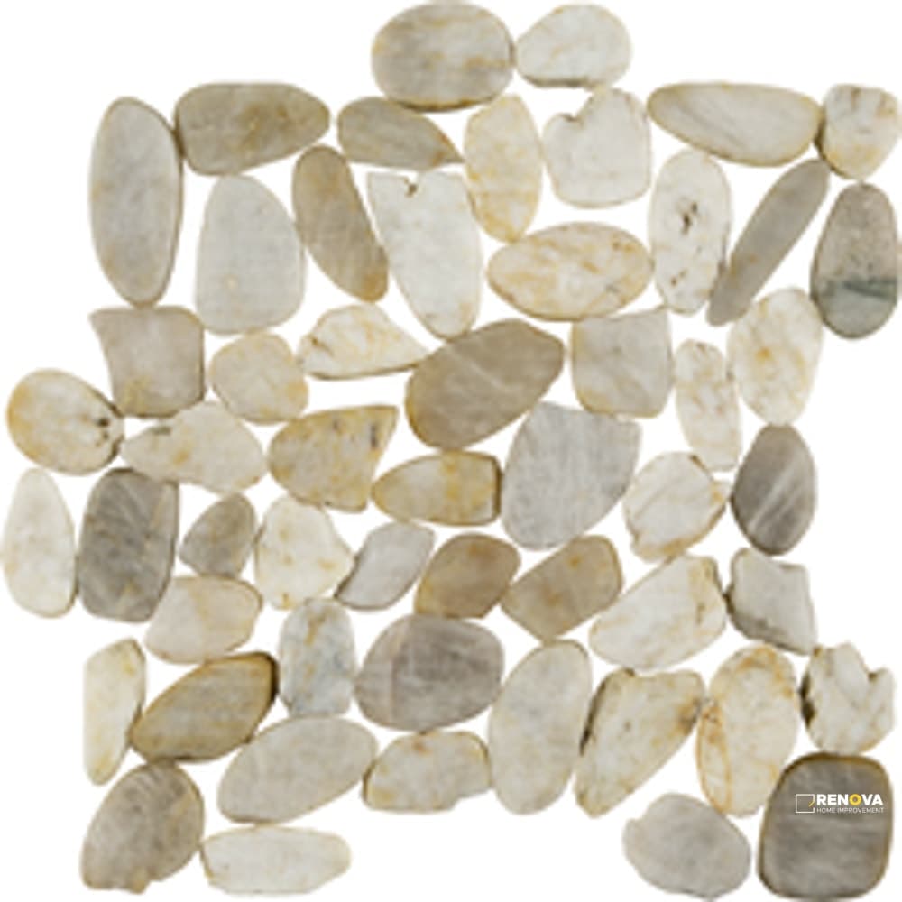 PIETRA ART PEBBLES WHITE SNOWBALL FLAT 12" X 12"