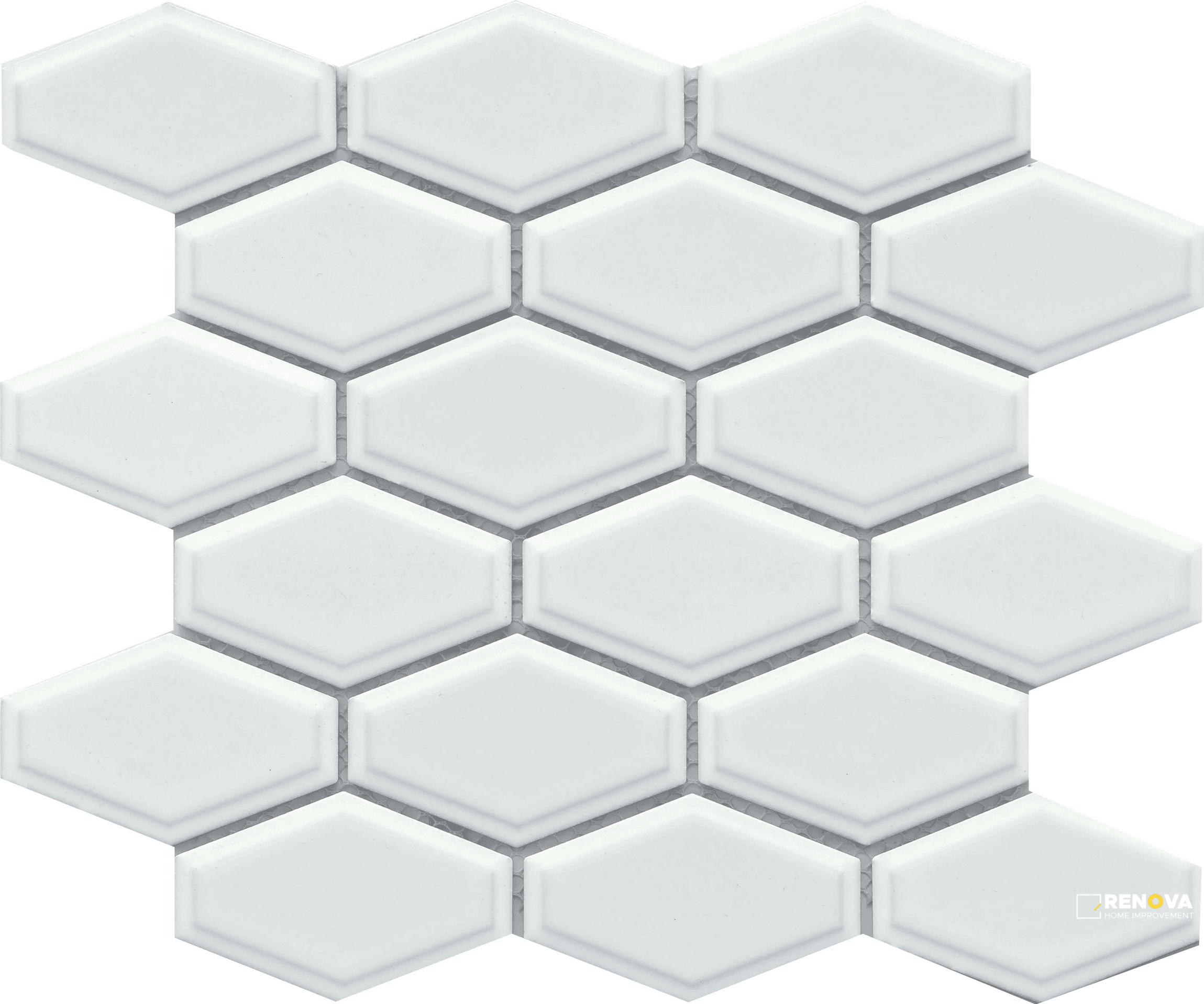 REWARD GLOSSY 2X4 BEVELED HEX WIDE MOSAIC 10X11
