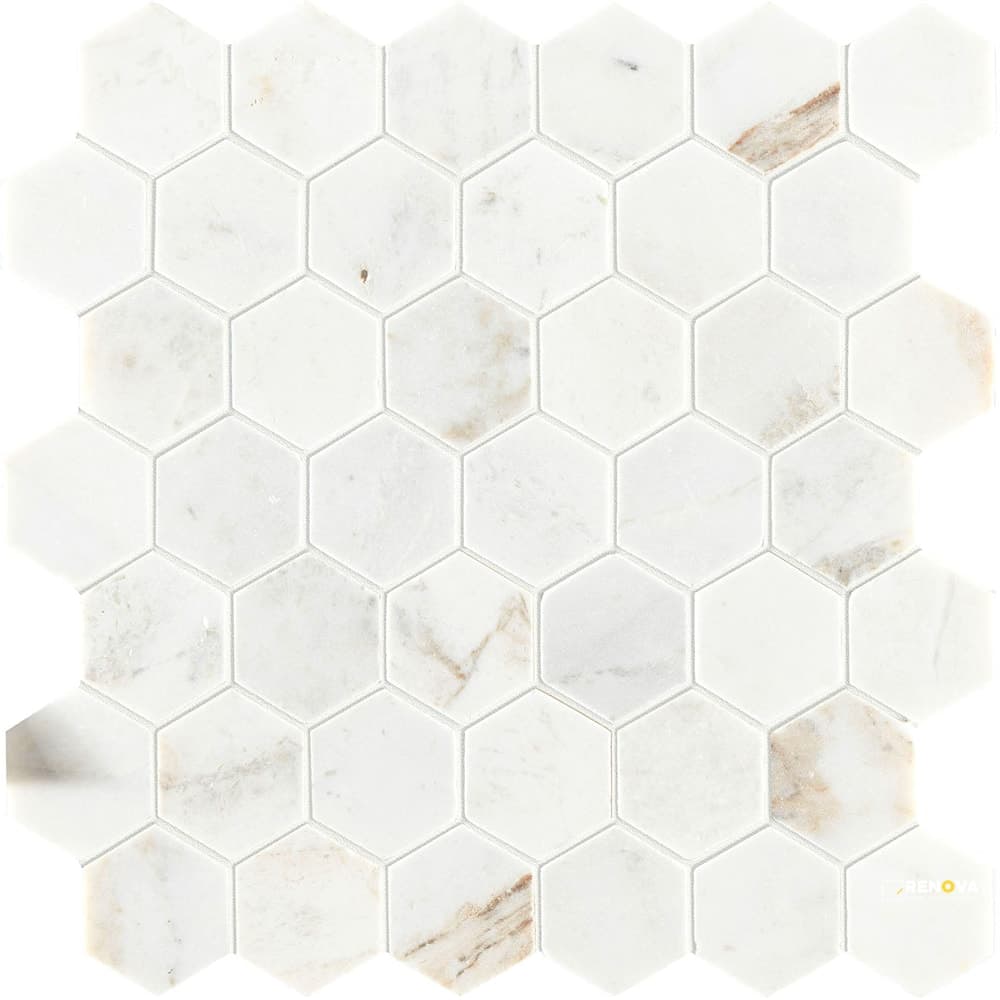 CALACATTA UMBER HONED HEXAGON MOSAIC 2" X 2"