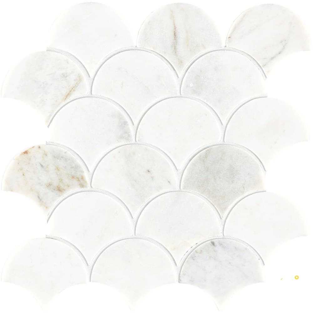 CALACATTA UMBER HONED FAN MOSAIC