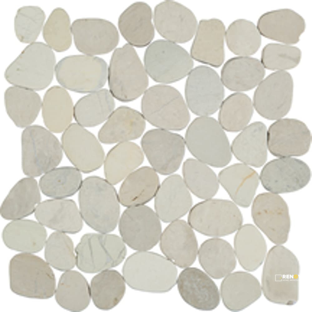 PIETRA ART PEBBLES ISLAND WHITE FLAT 12" X 12"