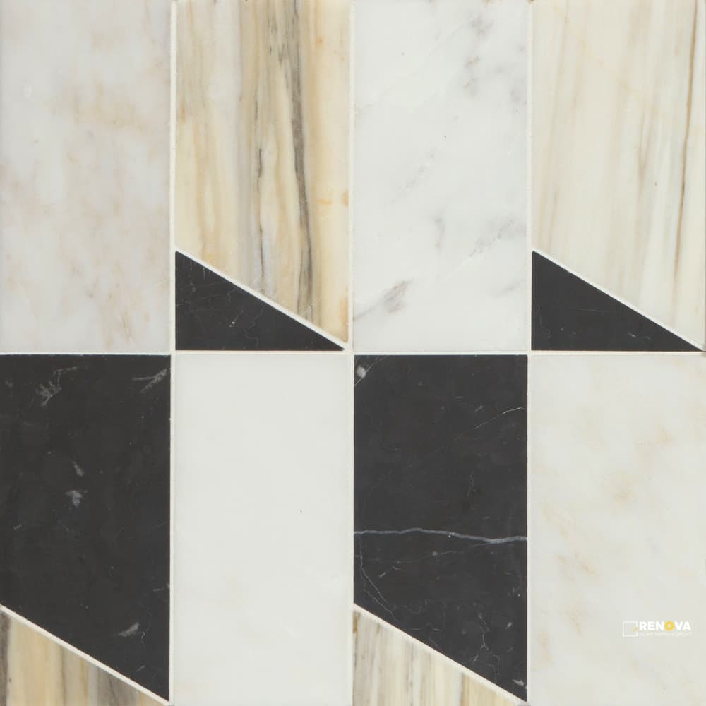 MODNI JETT BLEND MOSAIC HONED 12" X 12"