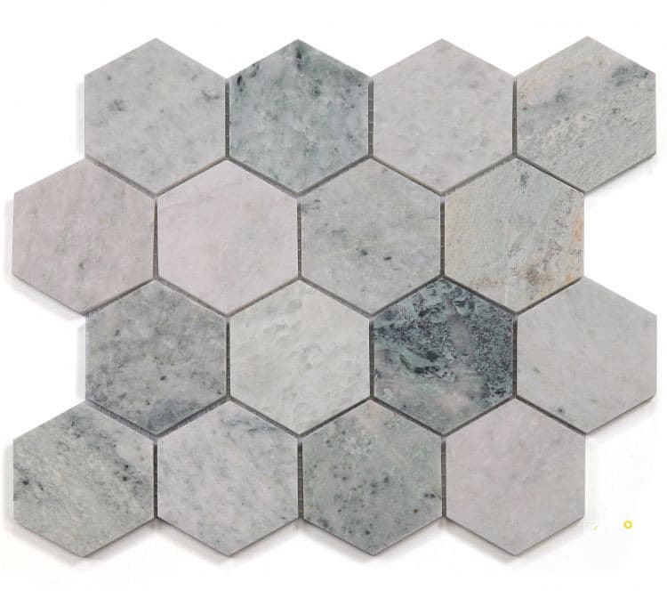 HEXAGON GREEN MOSAIC 3" X 3"