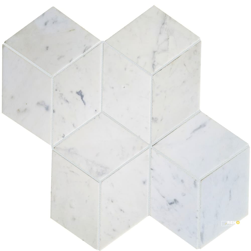 BIANCO VENATINO HONED RHOMBOID MOSAIC