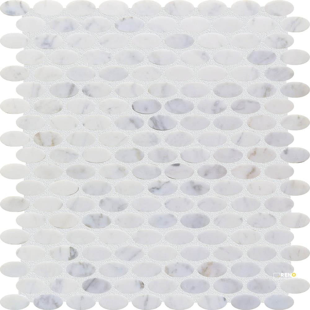 BIANCO VENATINO HONED ELLIPSE MOSAIC