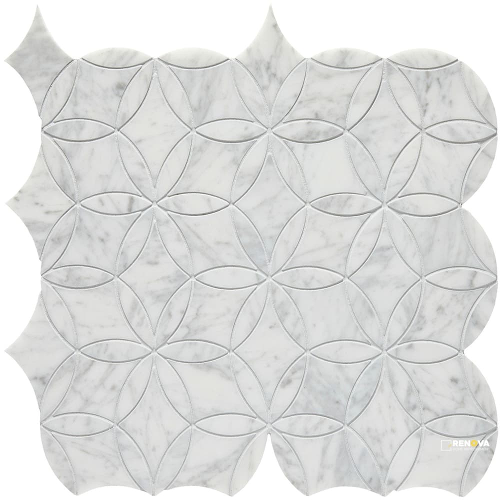 BIANCO VENATINO HONED FLOWER MOSAIC