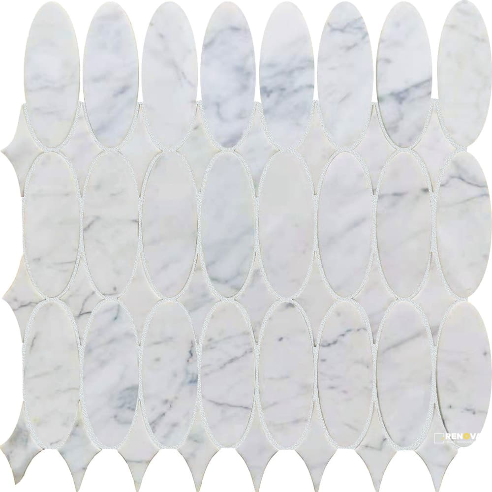 BIANCO VENATINO HONED OVAL MOSAIC