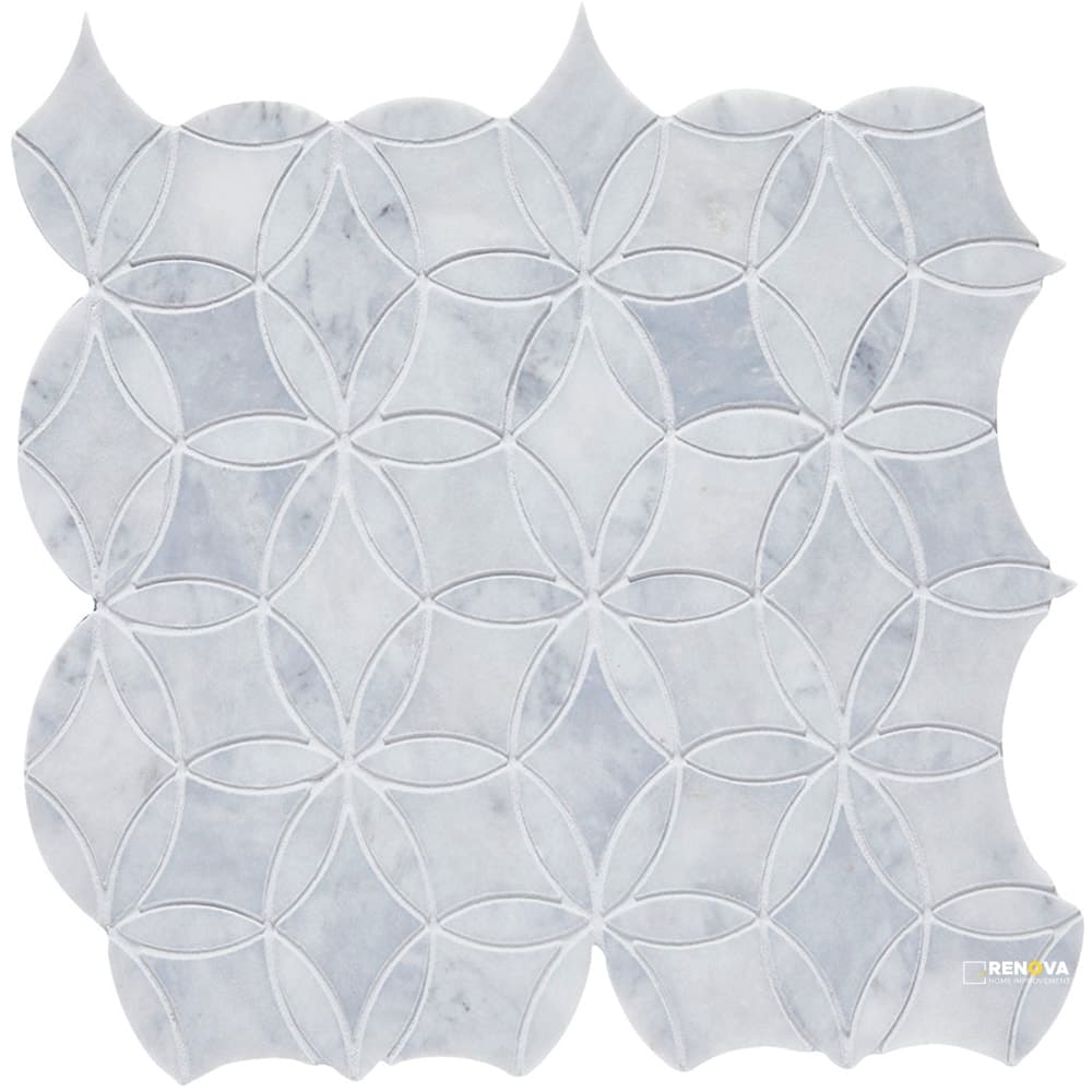 SKY BLUE HONED FLOWER MOSAIC