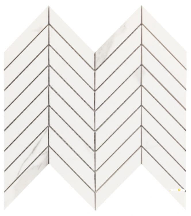PRESTIGIO STATUARIO LUCIDO CHEVRON MOSAIC 10" X 12"