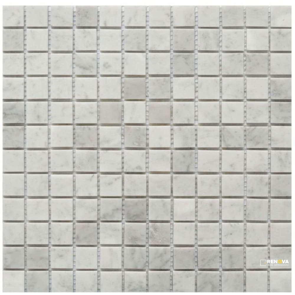ROCKART CARRARA MARBLE SQUARE MOSAIC 1" X 1"