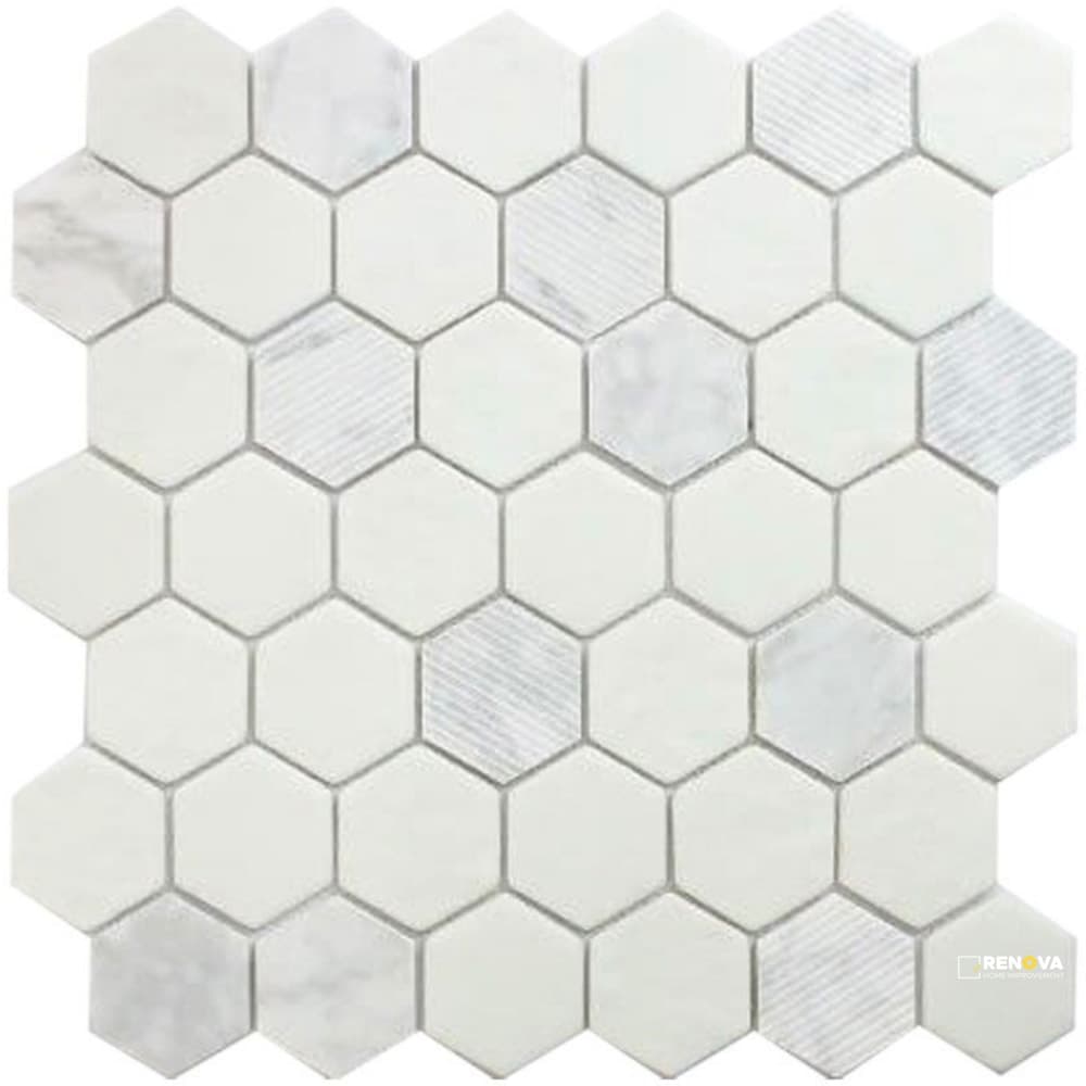 ROCKART CARRARA HEXAGON MOSAIC 12" X 12"
