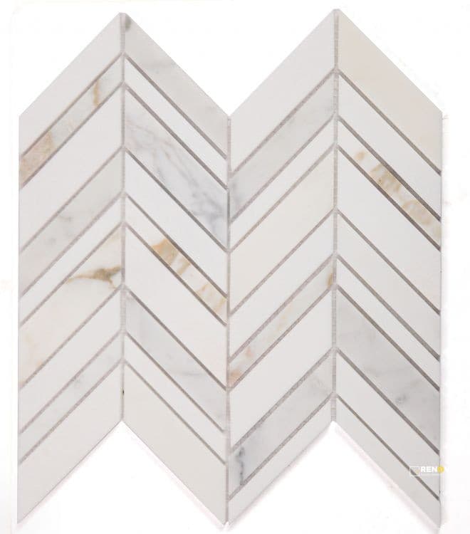 CHEVRON SHADOW CALACATTA MOSAIC 11.75" X 12"