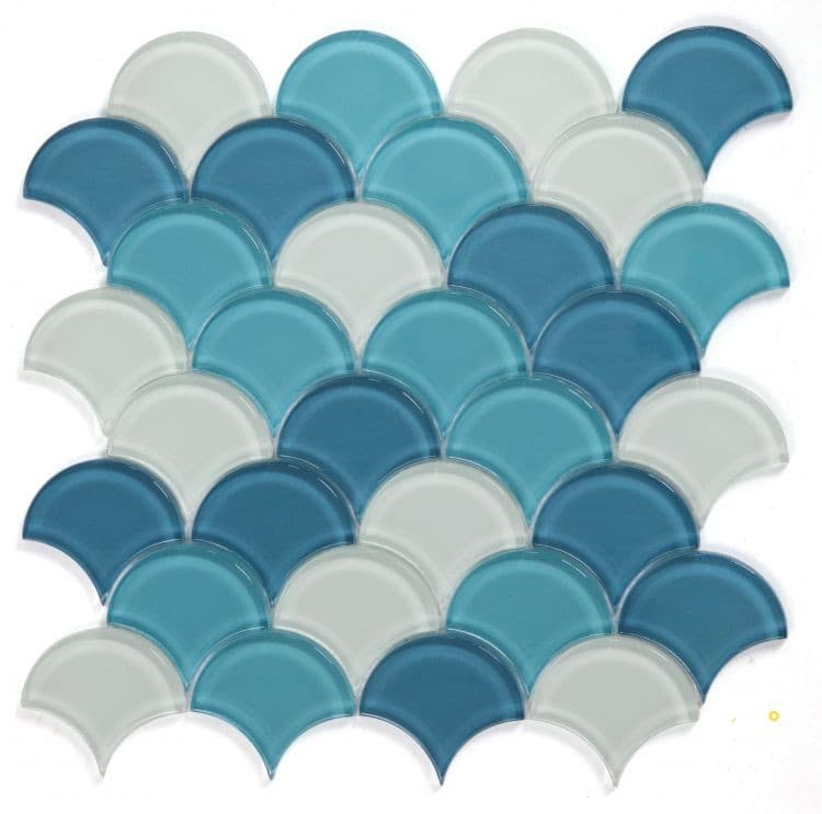 DRAGON SCALE OCEAN GLASS MOSAIC 12" X 12"
