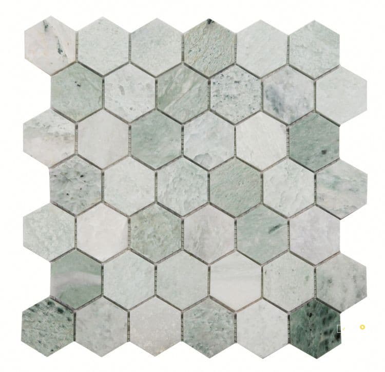 HEXAGON GREEN MOSAIC 2" X 2"
