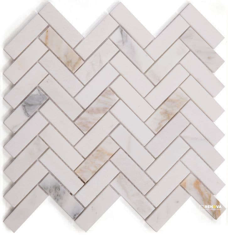 HERRINGBONE SUNRISE POLISHED MOSAIC 11" X 11.25"